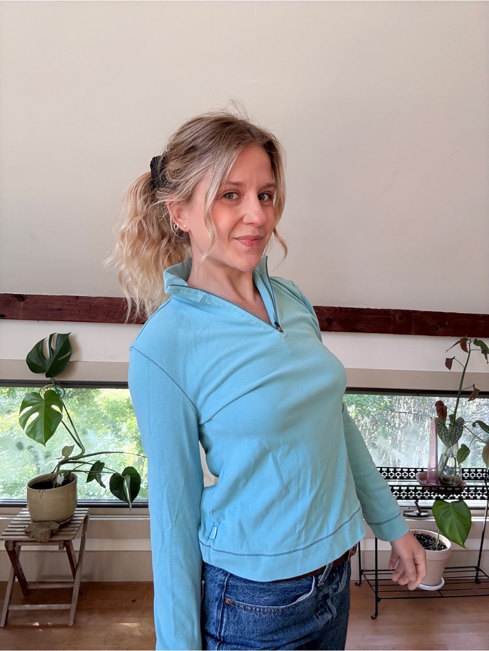 Vintage L.L. Bean Light Blue Quarter-Zip Pullover